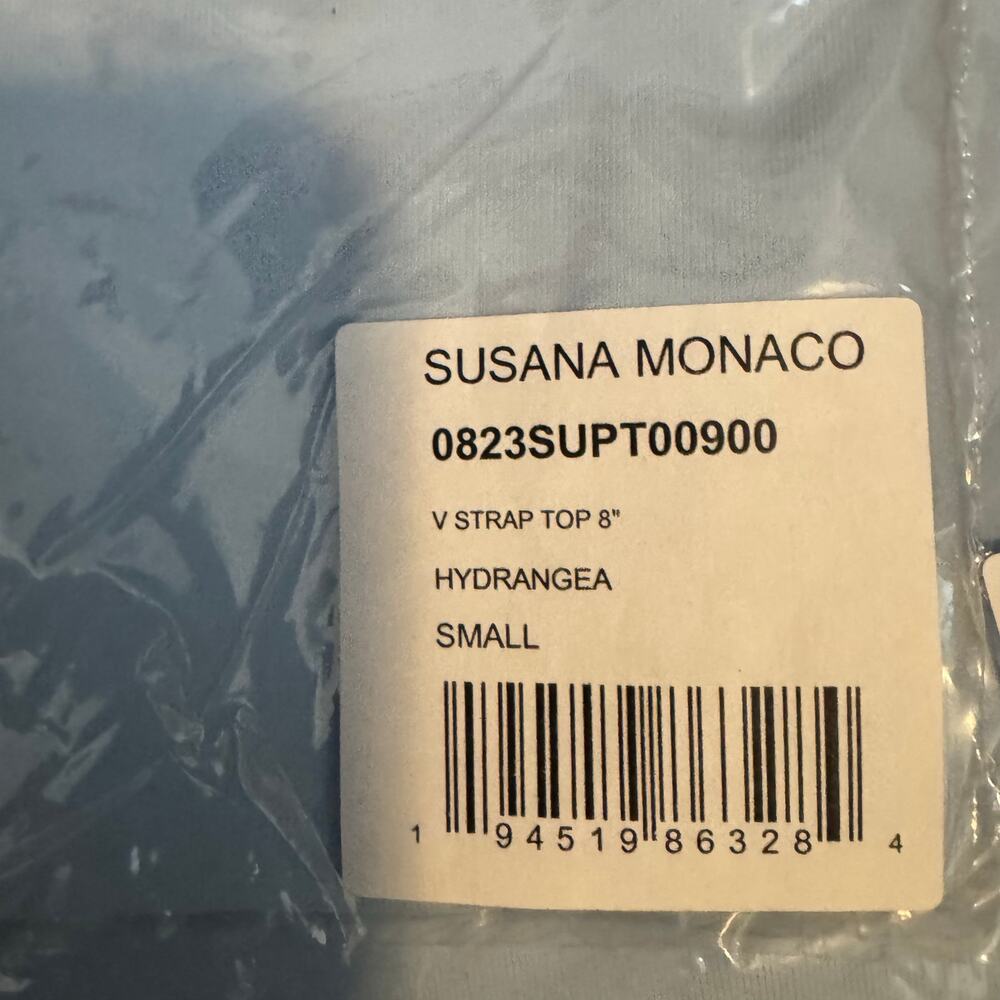 Susana Monaco Sleeveless V-Strap Top 8" in Blue NWT Size Small - Picture 9 of 9